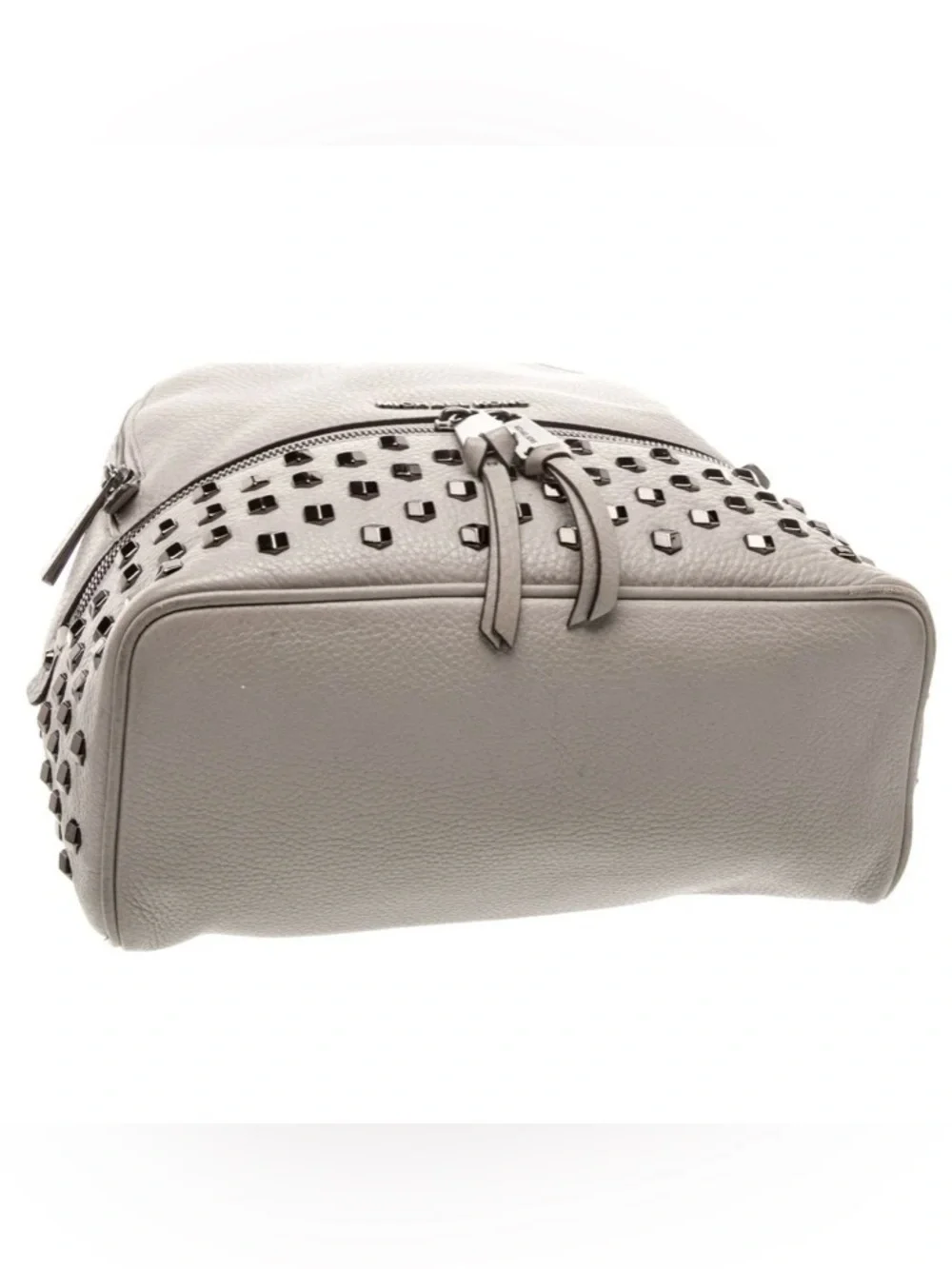NWOT MICHAEL KORS REA STUDDED GRAY PEBBLED LEATHER BACKPACK